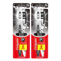 高露洁(Colgate)男士中硬毛牙刷 去牙渍亮白牙齿清洁烟渍茶渍成人软毛含炭刷丝4支