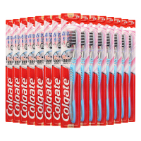 高露洁超洁纤柔备长炭软毛成人牙刷 15支深洁牙缝 防滑软胶刷柄