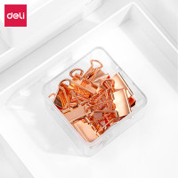 得力78202长尾票夹燕尾夹(玫瑰金)(15只/盒)