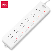 得力3980-03插座_6组_3米_PVC袋装 (白) (只)