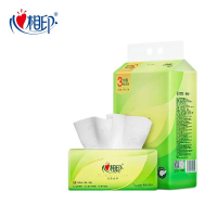 心相印 抽纸茶语丝享系列150抽三层塑装纸面巾(M码)3包4提装