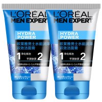 欧莱雅 男士控油炭爽净亮洁面膏100ml*2 (强力清洁持续控油洁净亮肤)