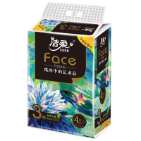 洁柔 抽纸 4层100抽*3包 M码面巾纸 油画款 原生木浆卫生纸