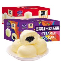 港荣 饼干蛋糕 休闲糕点零食 营养早餐 手撕面包 蒸蛋糕蓝莓味480g+奶香味480g