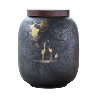 苏氏陶瓷大号茶叶罐 日式铁锈釉大容量陶瓷密封罐红茶罐