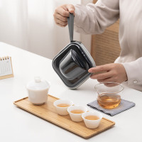 苏氏陶瓷旅行茶具 中国白羊脂玉便捷茶具快客杯套装