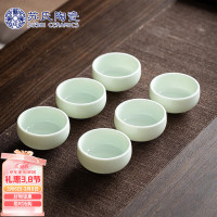 苏氏陶瓷功夫茶杯 翡翠玉个人杯羊脂玉主人杯品茗杯6个装