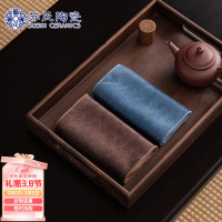 苏氏陶瓷国风茶巾台湾锦缎茶席高品质吸水干泡茶巾布2条装15*35cm
