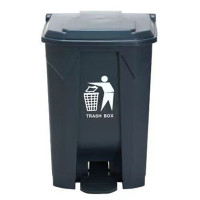 和攀带盖塑料脚踏垃圾桶 户外家用办公商场酒店创意 灰色加厚小号30L