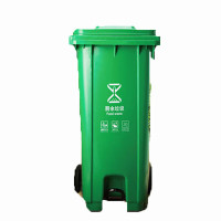 和攀 户外分类垃圾桶 带轮带盖脚踏 商用环卫小区物业 绿色加厚100L