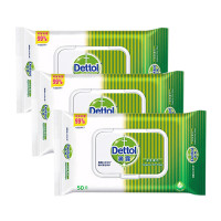 滴露Dettol 卫生湿巾 杀菌99% 除菌湿纸巾 家庭装 抽取式 带盖面巾湿纸 50片*3包