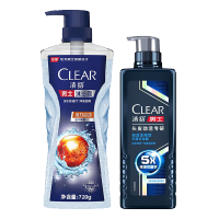 清扬 男士头皮去屑洗发露劲凉冰爽型480g+男士平衡控油沐浴露720g