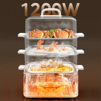 美的(Midea)多功能锅 电蒸锅炖蒸煮一体电锅自动断电 透明蒸锅三层大容量 14.7L [三层蒸笼]ZGE2323Z0