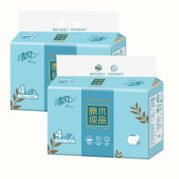 清风 原木纯品抽纸 3层100抽 四叶草压花 2提共8包