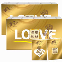 清风 手帕纸 金装love 4层厚韧 便携出行加厚款 6张*30包*2提
