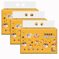 清风 抽纸 卡通小浣熊 吸水不易破 小巧便携 3层100抽(4提24包)