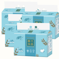 清风 抽纸 原木纯品 四叶草压花 100抽3层厚韧 4提共16包