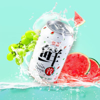 依能 鲜汽罐装 苏打水饮料 无糖0卡 西瓜青提味 330ml*24罐 整箱装