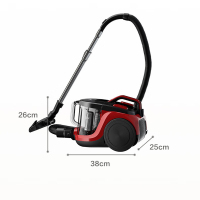 美的(Midea)卧式轻音吸尘器家用有线大吸力强力大功率小型地毯车载除螨吸尘机宠物家庭吸 C6 红色