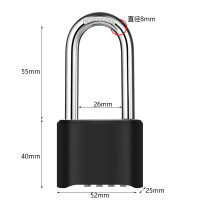 迈极安 底开四位密码锁 锌合金底部密码锁仓库门柜防水防锈黑色 ZCD950 单位:把