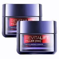 欧莱雅 女士复颜玻尿酸太空霜水光抗皱充盈导入乳霜 零点晚霜50ml*2