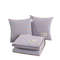 红豆家纺HODO-色织抱枕被-紫格全棉色织(填充超柔羽丝棉)40*40cm