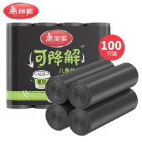 美丽雅 可降解垃圾袋 加厚家用黑色 平口款45*50cm 厚1丝100只