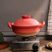 唯都 砂锅 炖汤熬粥煲家用养生煲3.5L 红韵东方粗陶煲 W-G3350