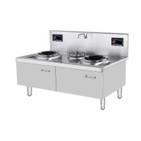 史蒂芬 SDF-WS-SWG10C 双头单尾小炒炉 电压:380V 功率:10KW+10KW 材质:201不锈钢