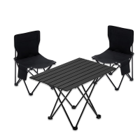 勒德威 小马扎户外折叠椅 户外桌椅三件套 黑色 OC-6