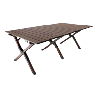 勒德威 蛋卷桌 户外桌露营折叠桌便携野营蛋卷桌野餐单桌 木纹色 大号 OC-8
