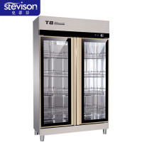 史蒂芬 SDF-GTP988T8 双门金拉丝消毒柜 大容量988L 220V 臭氧+中温热风循环系统,双重保护装置