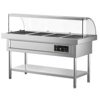 史蒂芬 SDF-BLZT157 4格带玻璃罩柜式保温售饭台 1500*700*800mm(不含份数盆) 304不锈钢