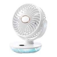 艾贝丽数显桌面风扇 办公室台挂两用静音学生宿舍床头充电长续航大风力风扇[五叶循环]ABL-FS36 雪峰白
