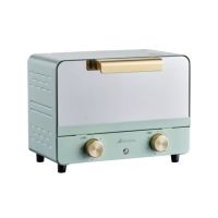 艾贝丽 家用小型电烤箱 双层烤炉12L烘焙迷你多功能加热箱全自动蛋糕烤面包烤鸡翅烤蛋挞披萨机ABL-12A12 浅绿色