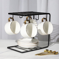 咖啡杯套装纯白欧式小奢华描金咖啡杯陶瓷杯礼盒装