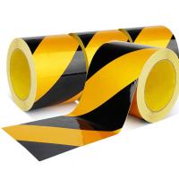 黑黄斜纹反光警示胶带宽5cm长45米安全警戒线隔离带地贴反光条