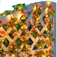 露台装饰灯太阳能 -10米100灯-香槟玫瑰灯串