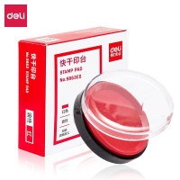 得力(deli)9863ES红色印台 圆形透明外壳快干印台 财务办公用品