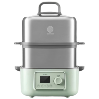 电蒸锅 家用不锈钢电炖锅 大容量多功能锅一锅多用蒸锅大号智能蒸炖锅定时预约蒸汽锅 [G68浅杉绿]