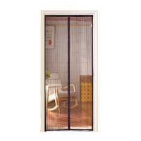 防蚊门帘咖色条纹-魔术贴 130*230