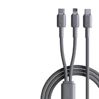 PD100w数据线二合一适用MacBook充电线iPhone16 1.5米熔岩灰一拖二type输入口