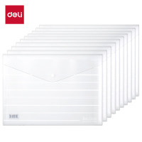 得力(deli)10只A4加厚磨砂质感透明文件袋 条纹资料袋 按扣档案袋 试卷票据收纳袋 8302