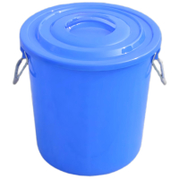 水桶 蓝色50L 塑料圆桶带盖