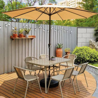庭院阳台户外休闲铁艺桌椅组合花园奶茶外摆餐桌 桌椅伞组合:130一桌四椅+中间伞