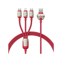 倍思 蛇年生肖系列 快充充电线 USB to C+C+L 3.5A 1.2m赤岩红