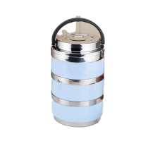 不锈钢保温饭盒蓝色304旋转3层保温袋