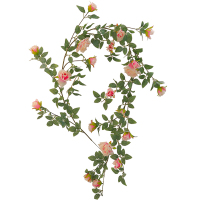 仿真粉红玫瑰假花藤条客厅空调管道遮挡装饰暖气缠绕塑料吊顶藤蔓植物