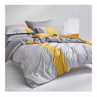 纯棉床上四件套床上用品套件被单被罩 黄 1.8米床 220*250