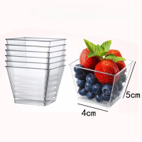 迷你透明梯形四方小慕斯杯 50支装(一次性)50组起订